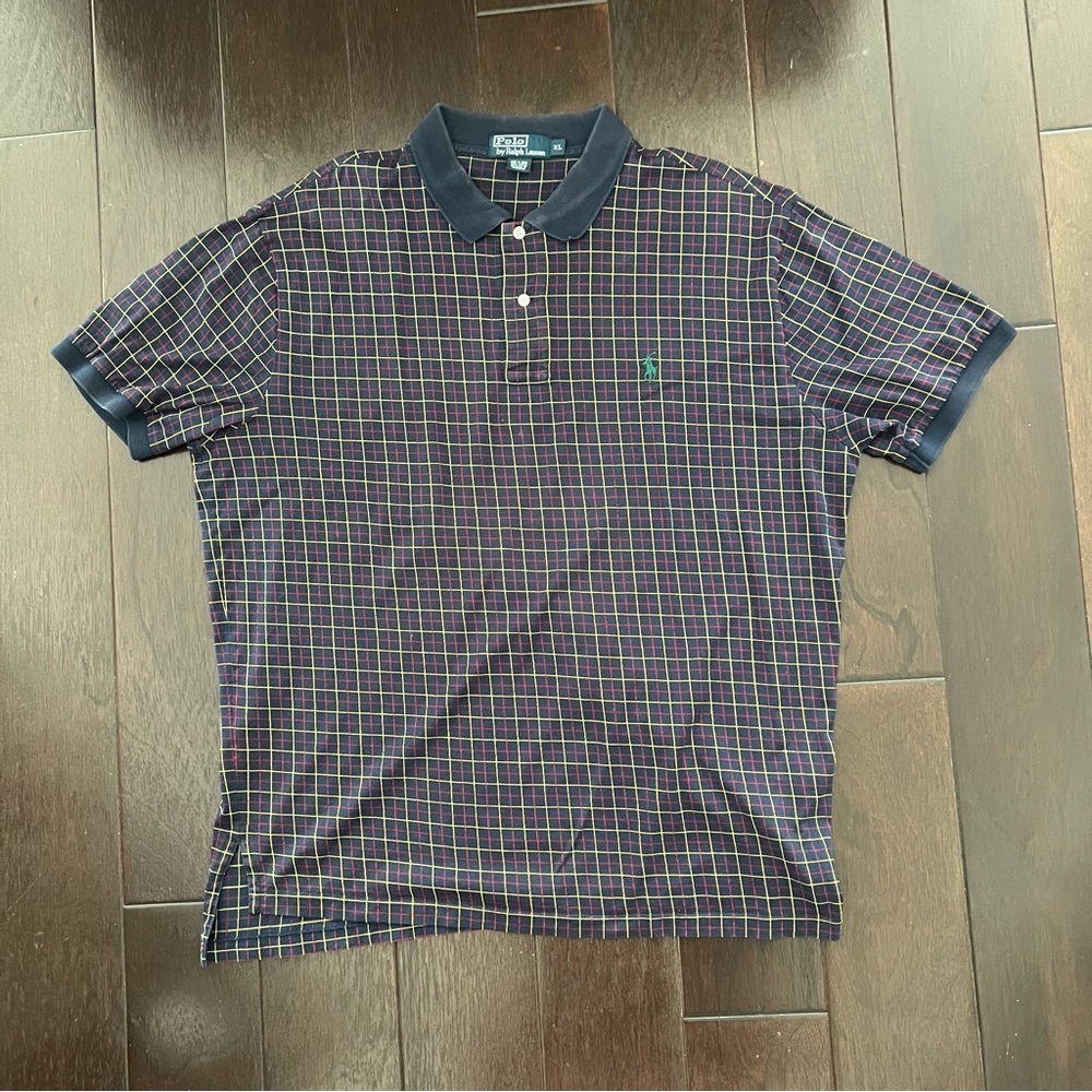 Vintage Polo Ralph Lauren Polo Shirt Mens XL Blue Short Sleeve Cotton 1990s